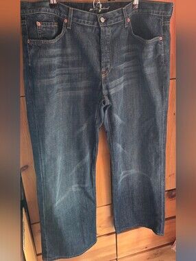 7 For All Mankind Relaxed Straight Leg Button Fly Dark Wash Jeans Size 40